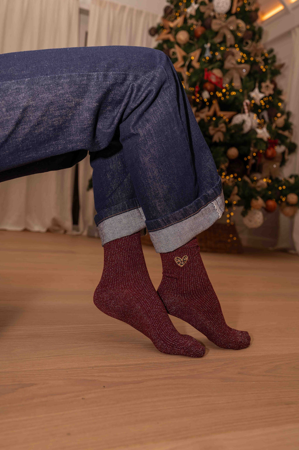 Bicy socks - burgundy glitter