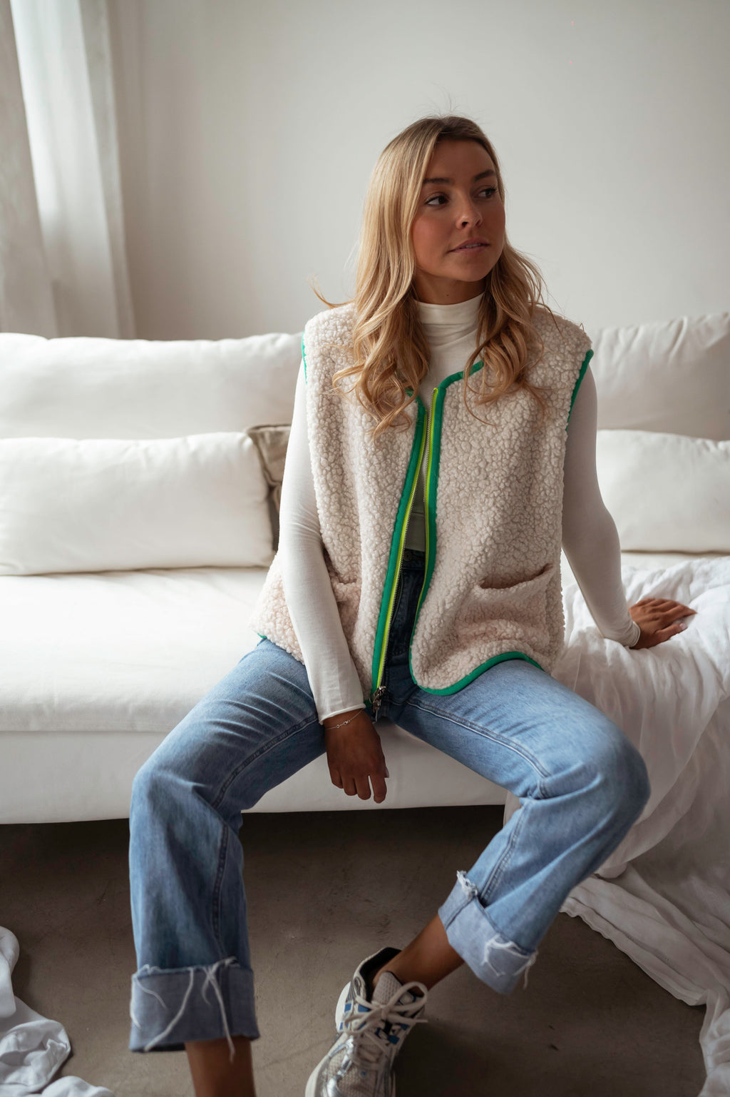 Josie cardigan - green & ecru