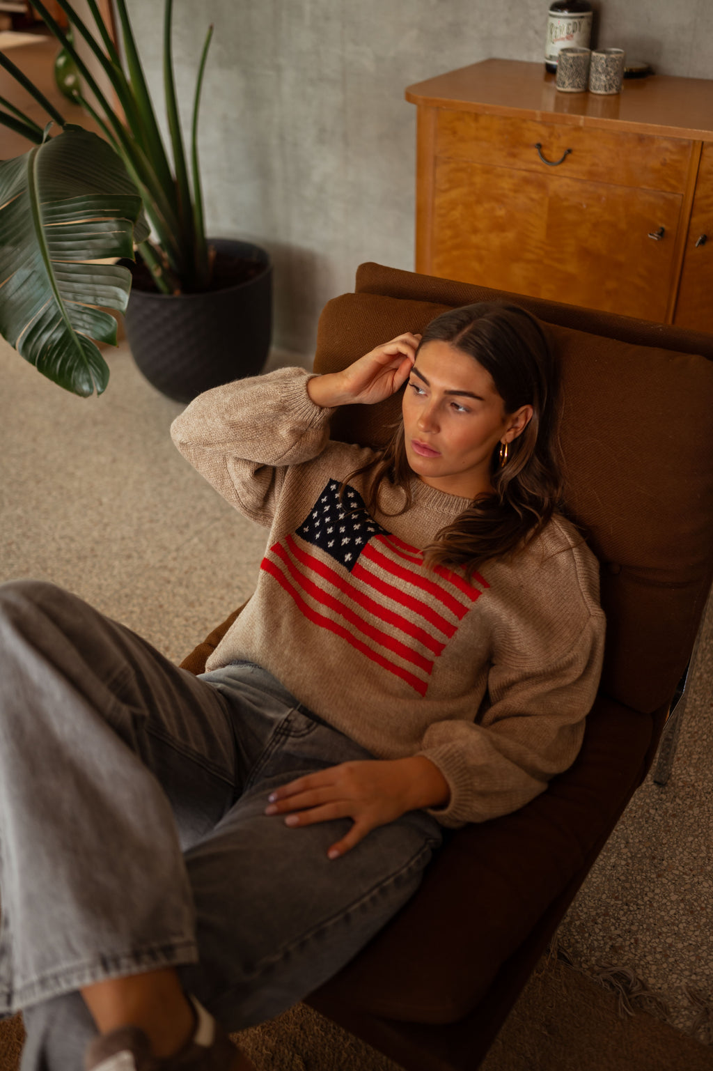 USA sweater - camel