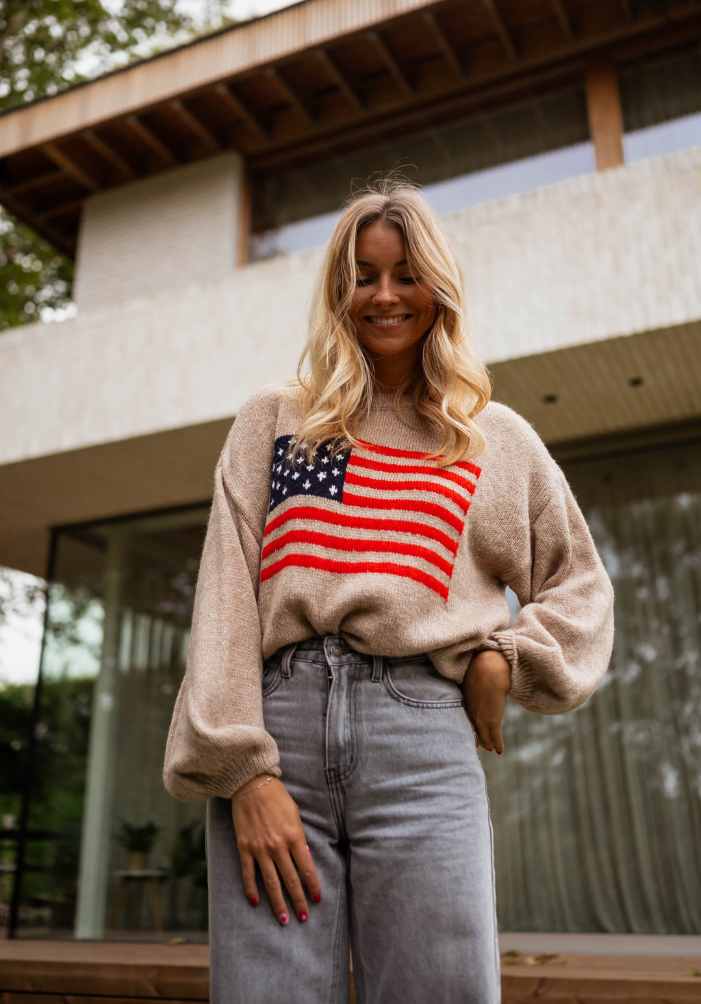 USA sweater - camel