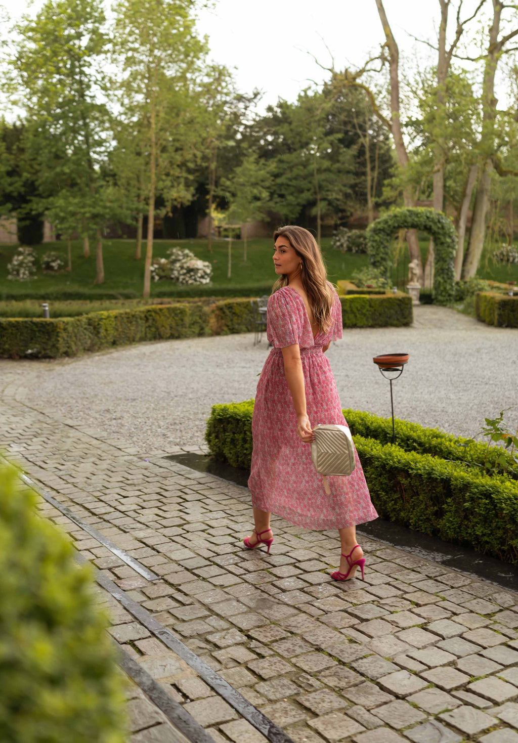 Ottilia dress - pink with flowers