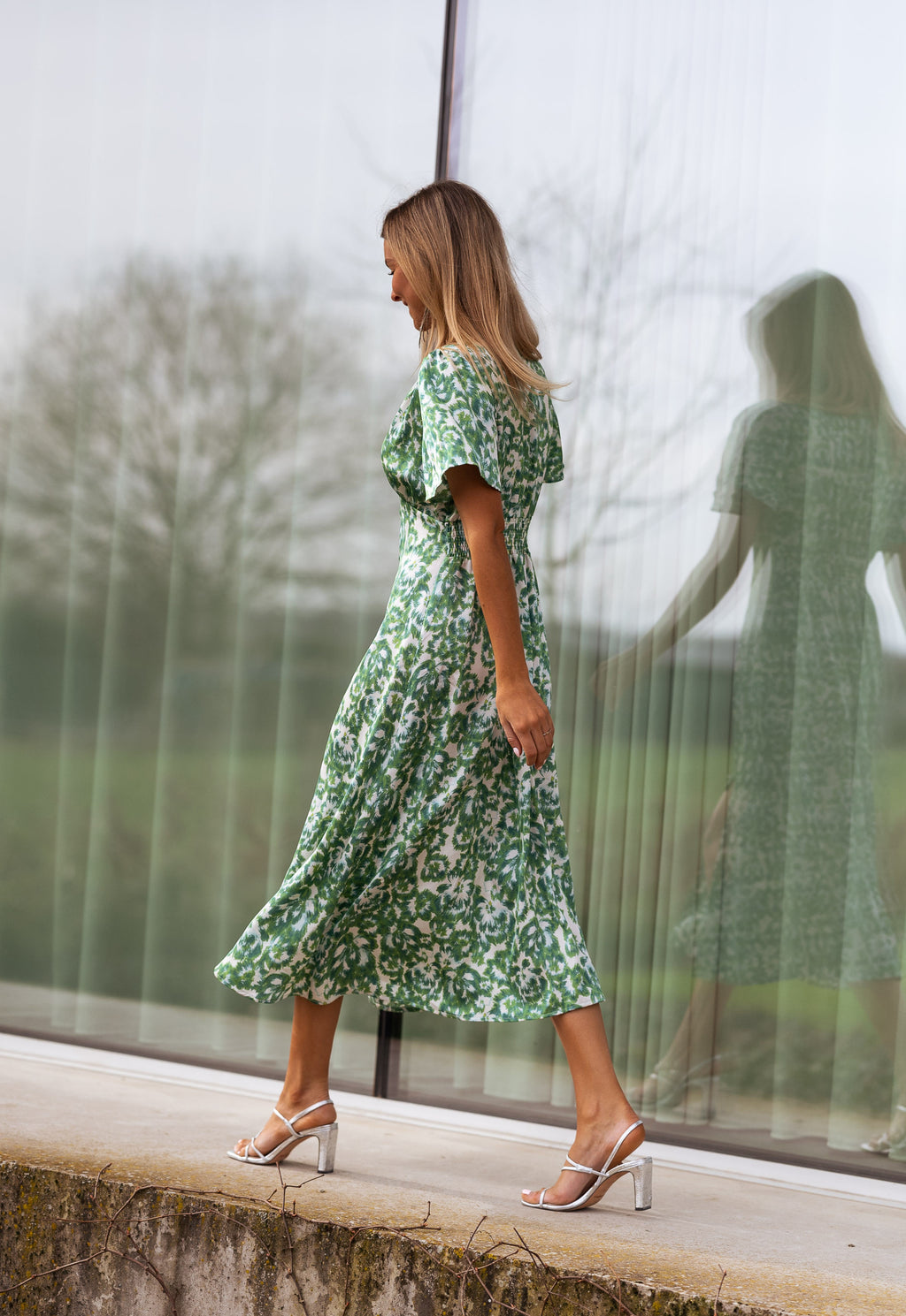 Dress Adena - green patterned