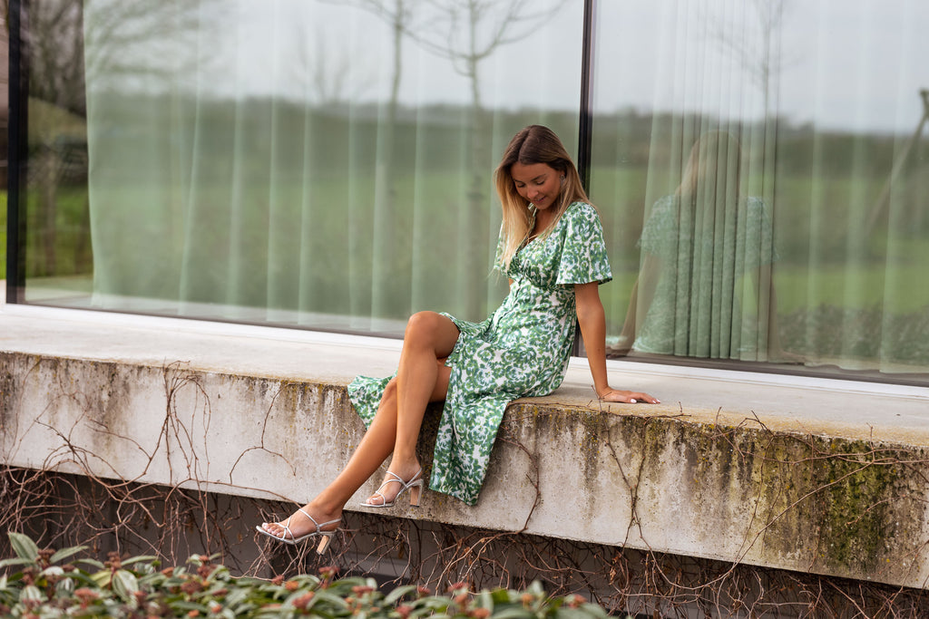 Dress Adena - green patterned