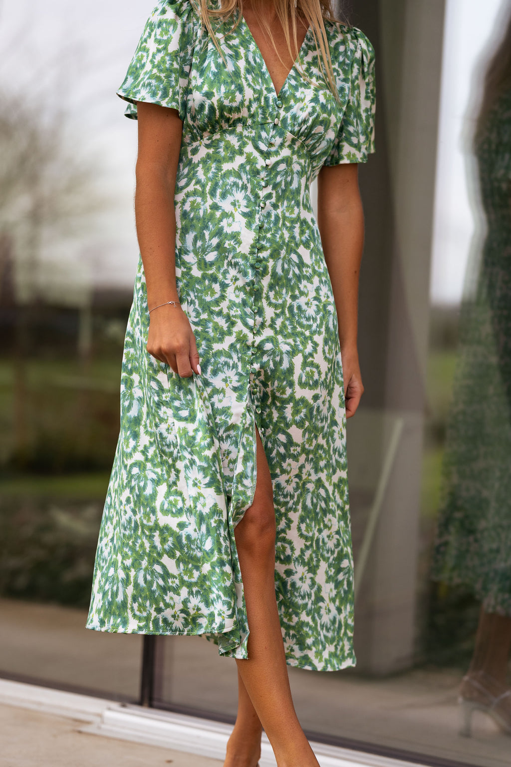 Dress Adena - green patterned