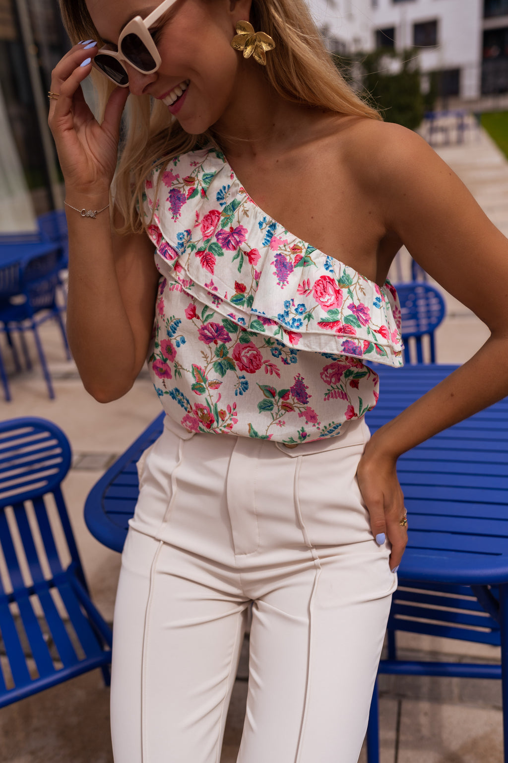 Blouse Astry - beige à fleurs