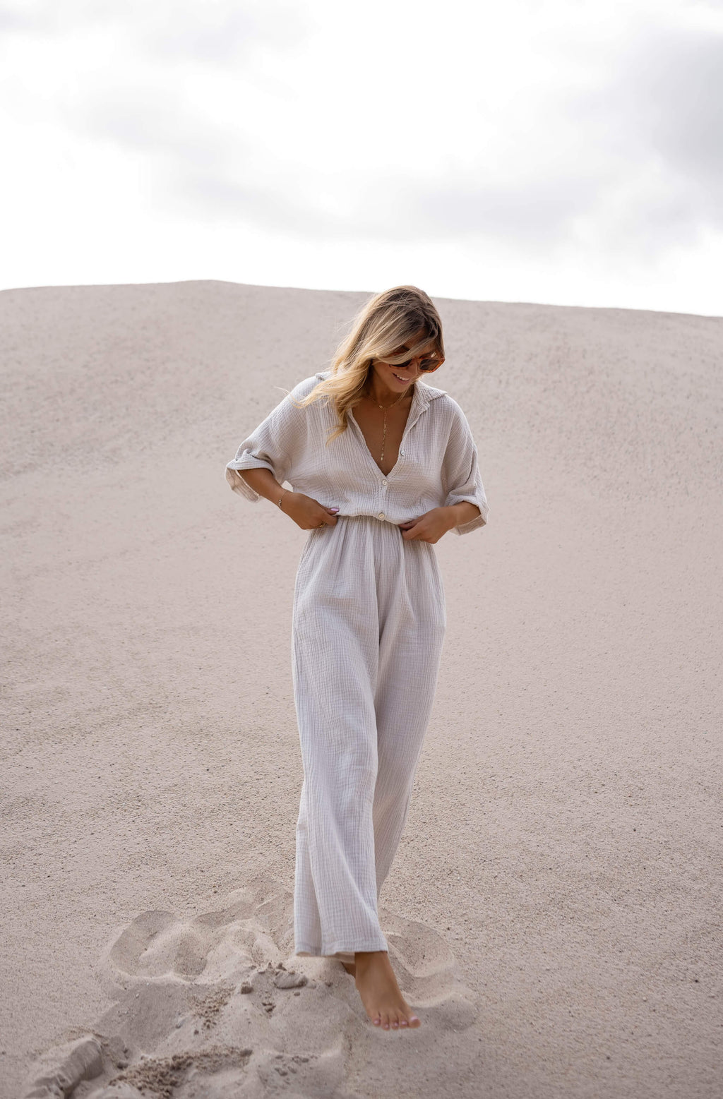 Jumpsuit Toma - beige in coton gauze