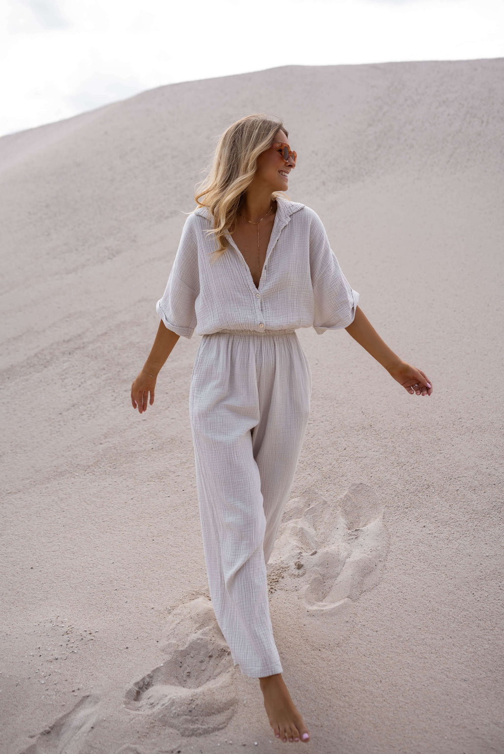 Jumpsuit Toma - beige in coton gauze