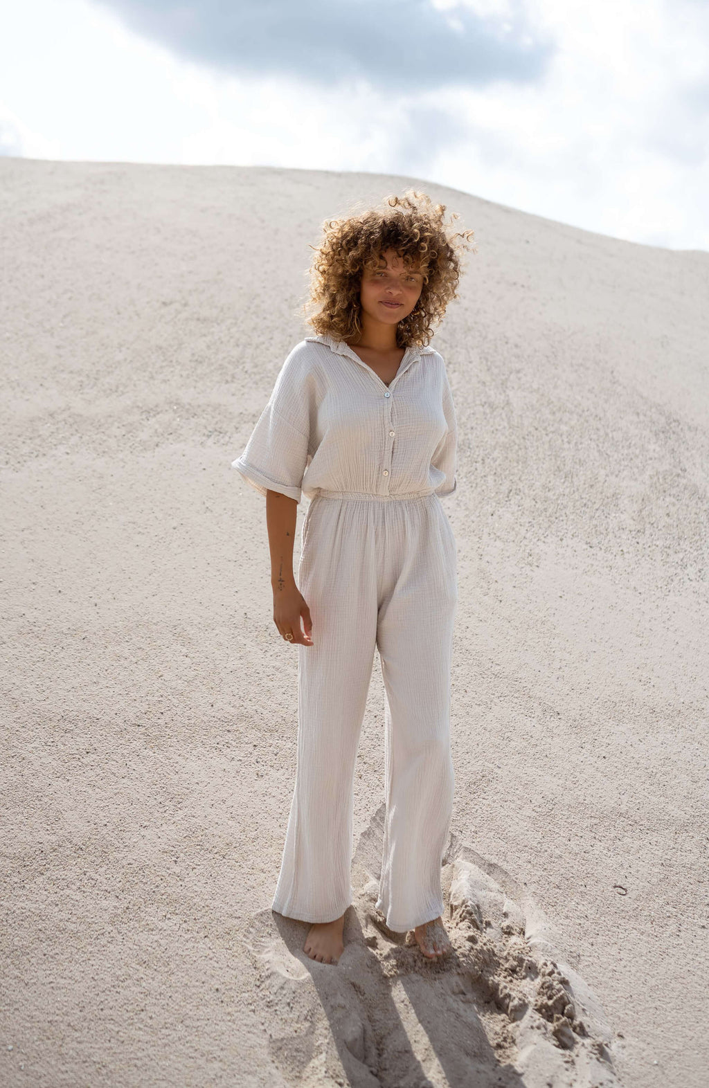 Jumpsuit Toma - beige in coton gauze