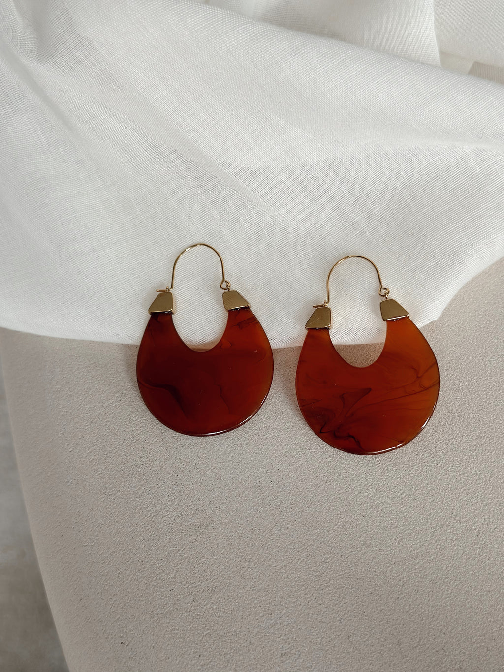 Earrings Gufa - Golden and brown