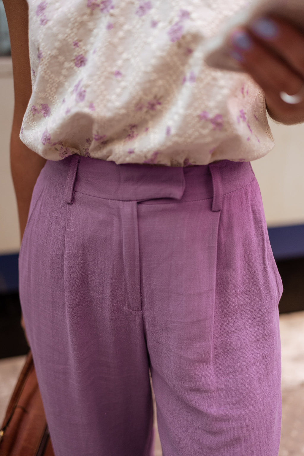 Pants Joey - Purple in linen 