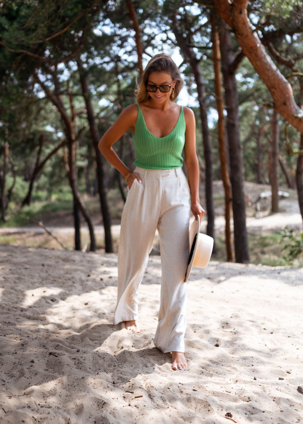 Pantalon Joey - en lin beige