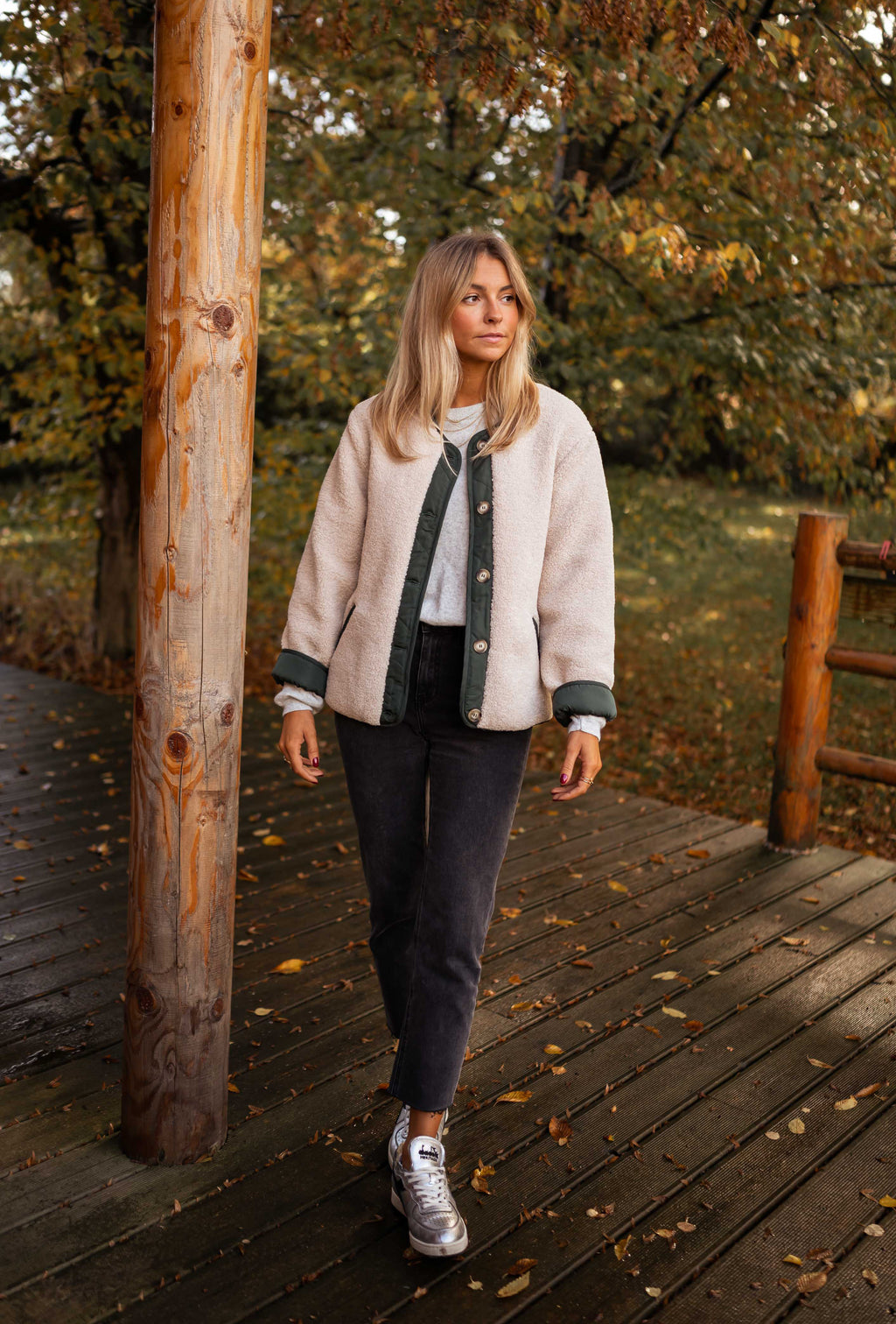 Manteau Billy - beige et vert