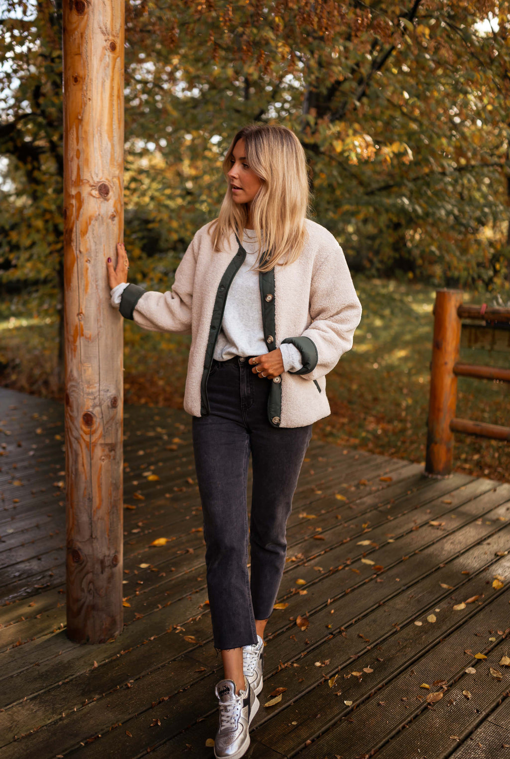 Manteau Billy - beige et vert