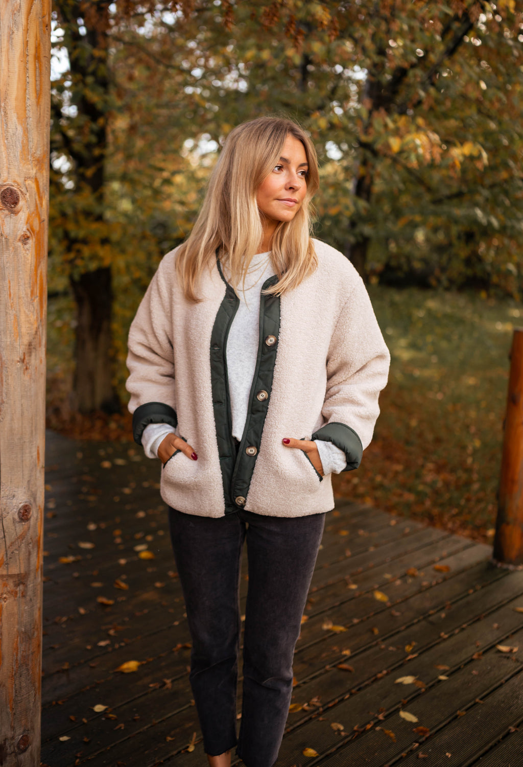 Manteau Billy - beige et vert