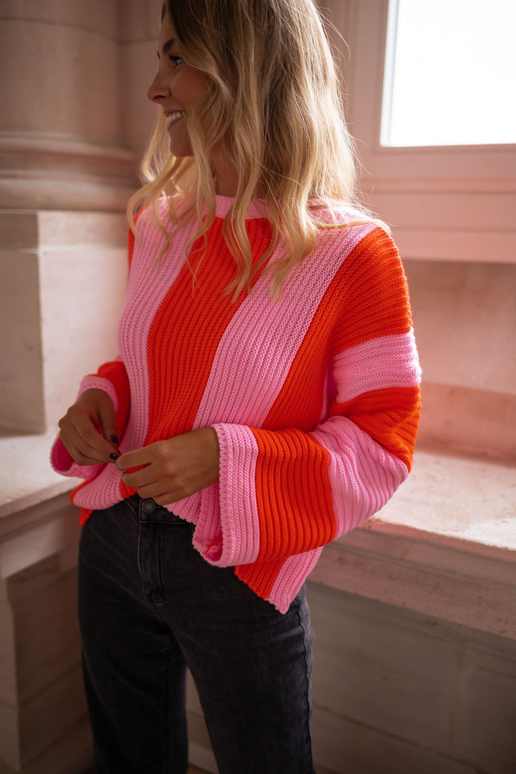 Masson Sweater - Pink and orange