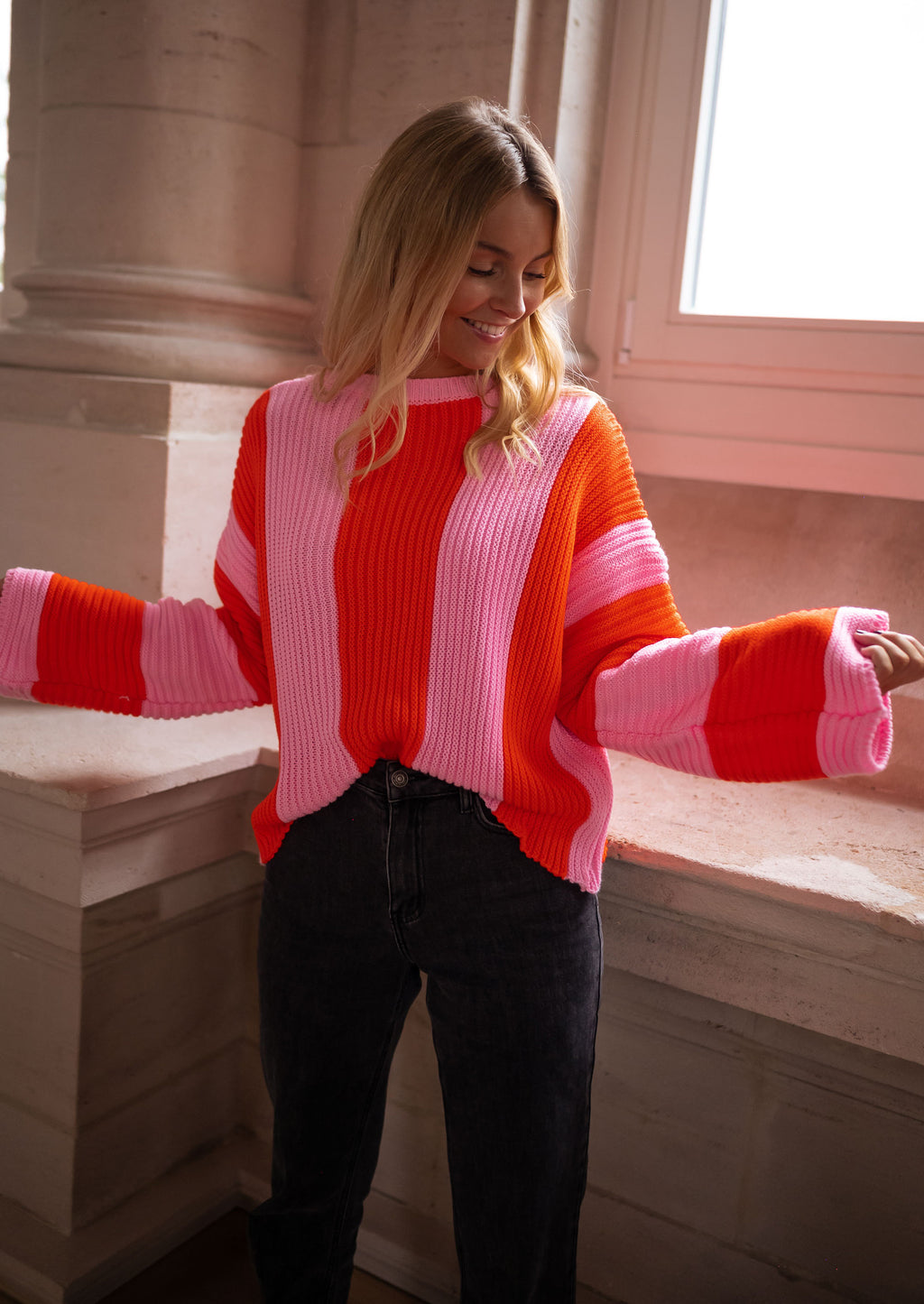 Masson Sweater - Pink and orange