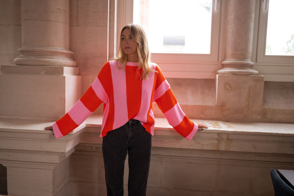 Masson Sweater - Pink and orange