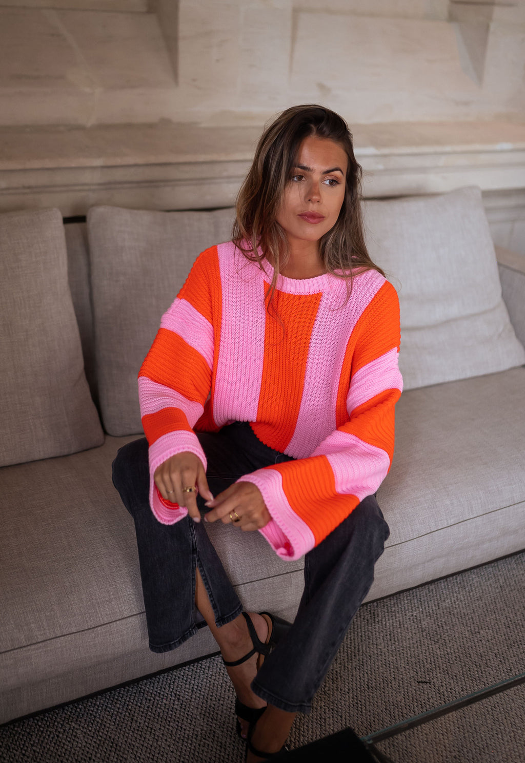 Masson Sweater - Pink and orange