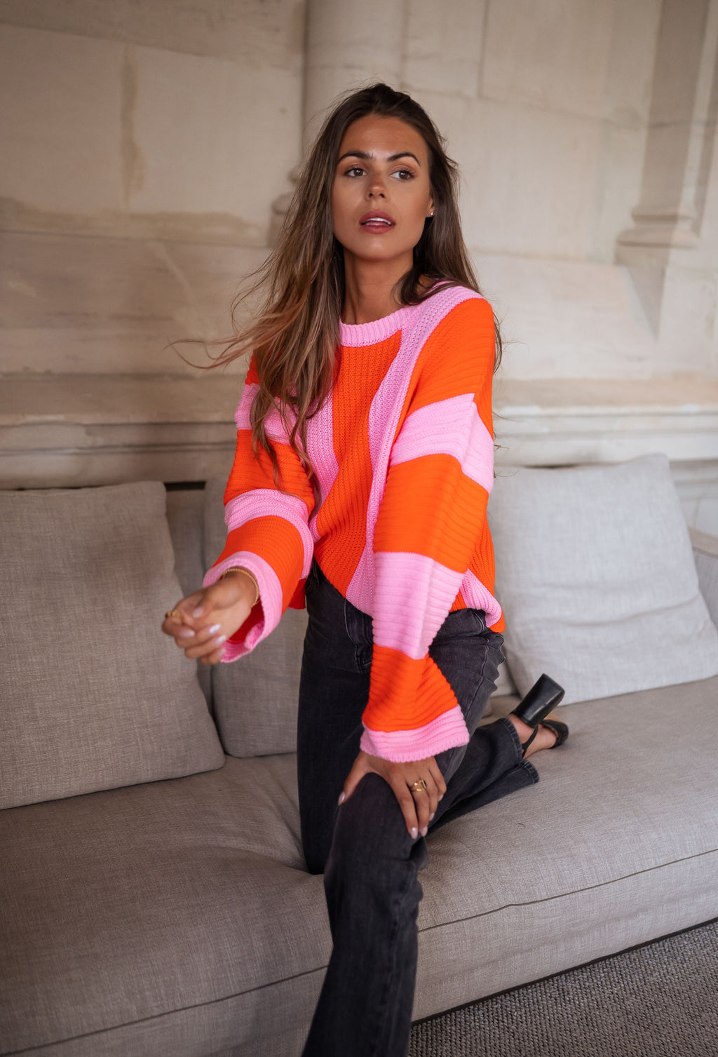 Masson Sweater - Pink and orange