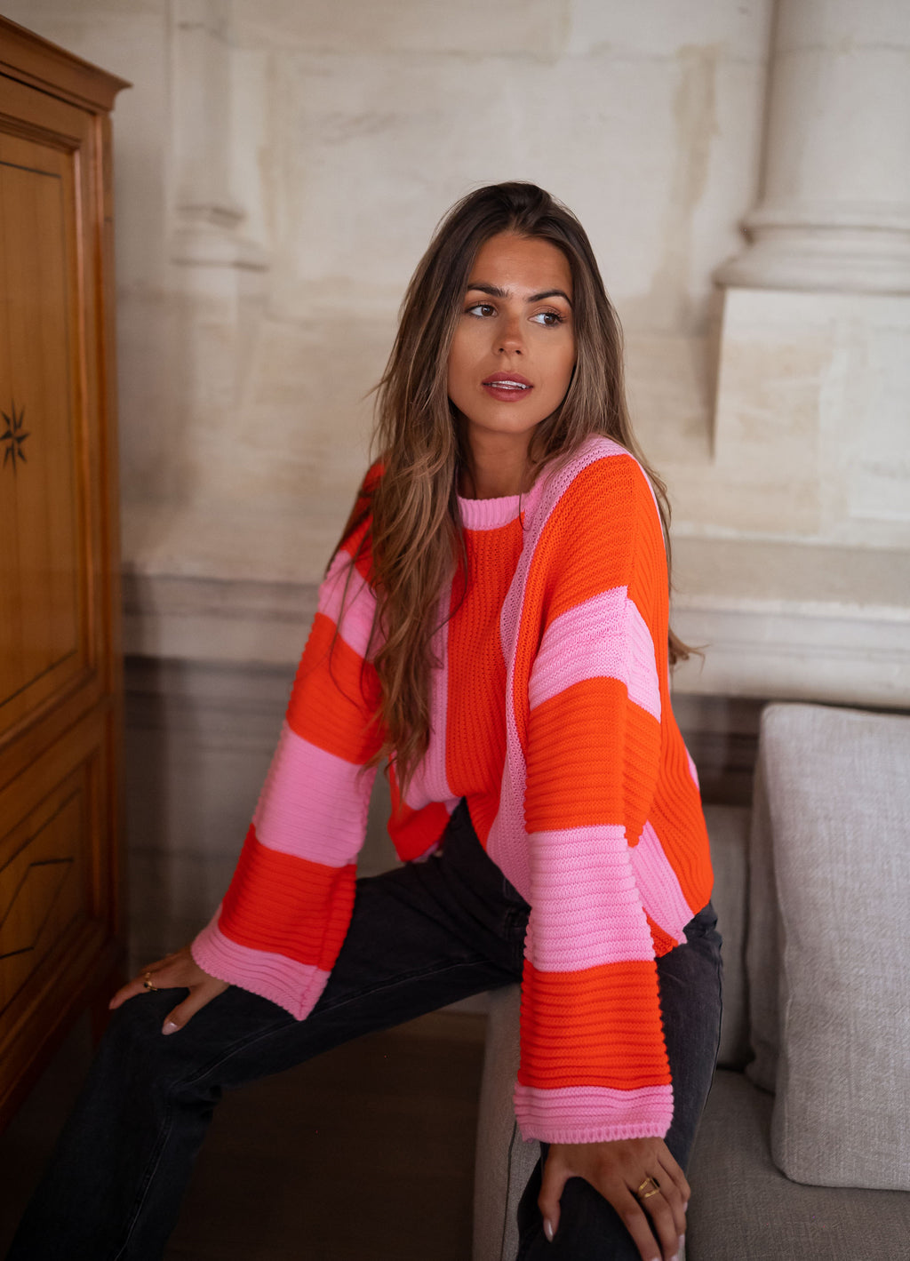 Masson Sweater - Pink and orange