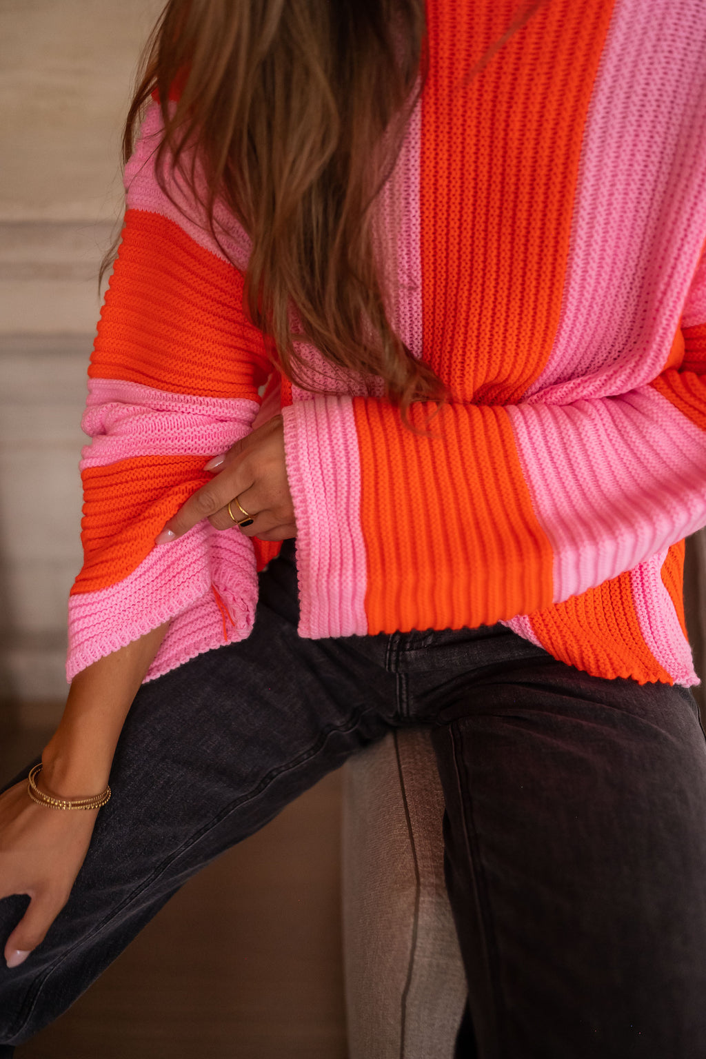 Masson Sweater - Pink and orange