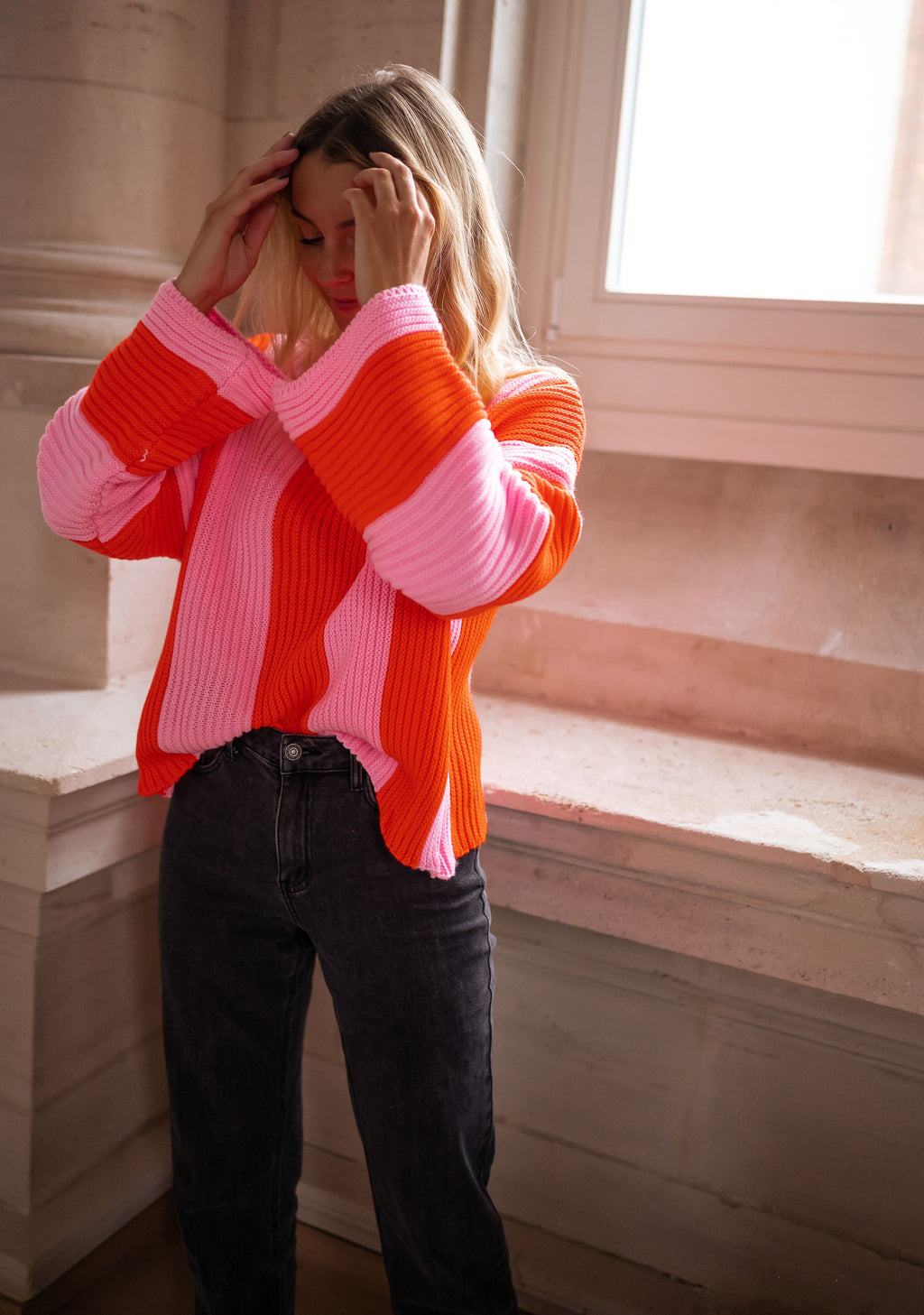 Masson Sweater - Pink and orange