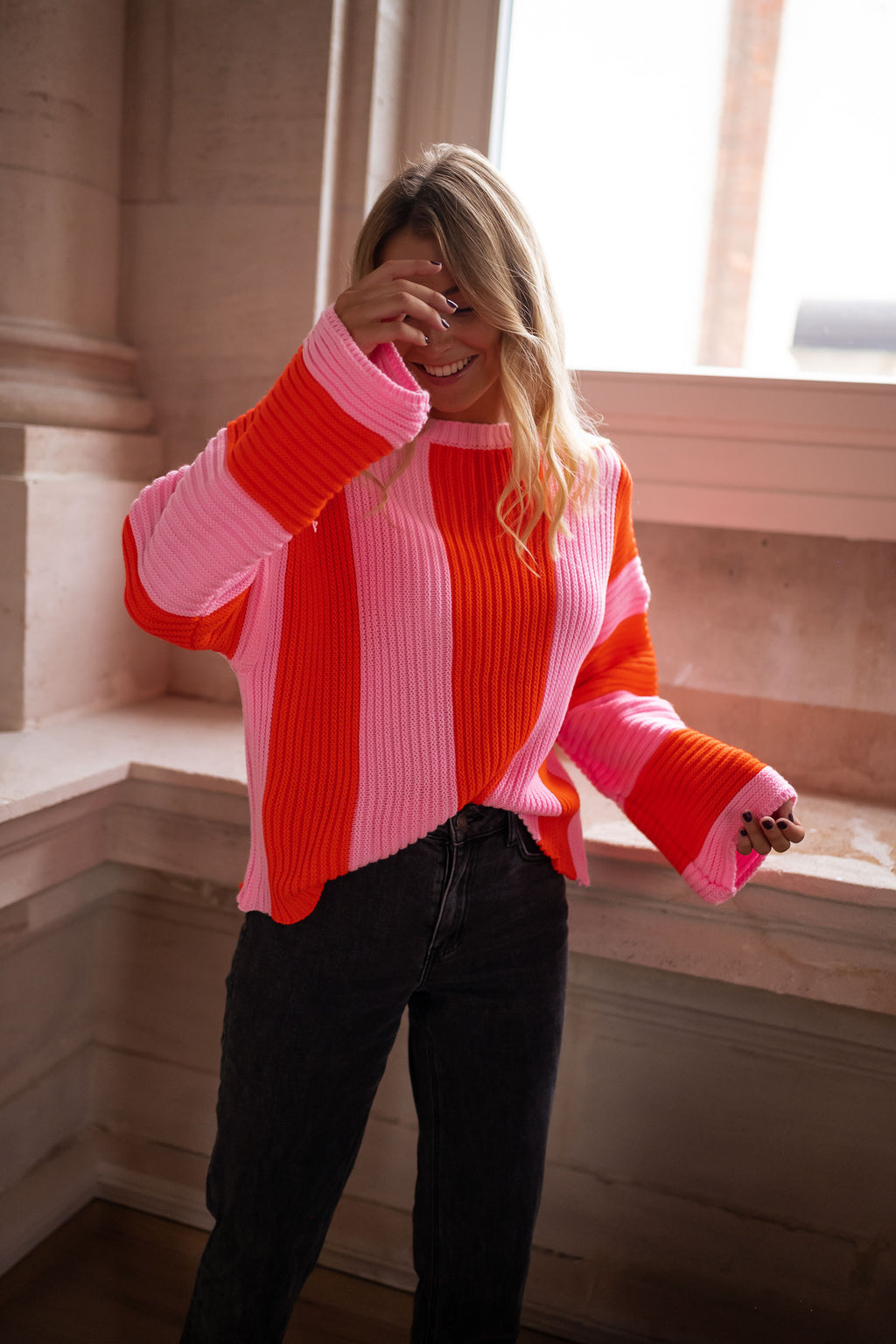 Masson Sweater - Pink and orange