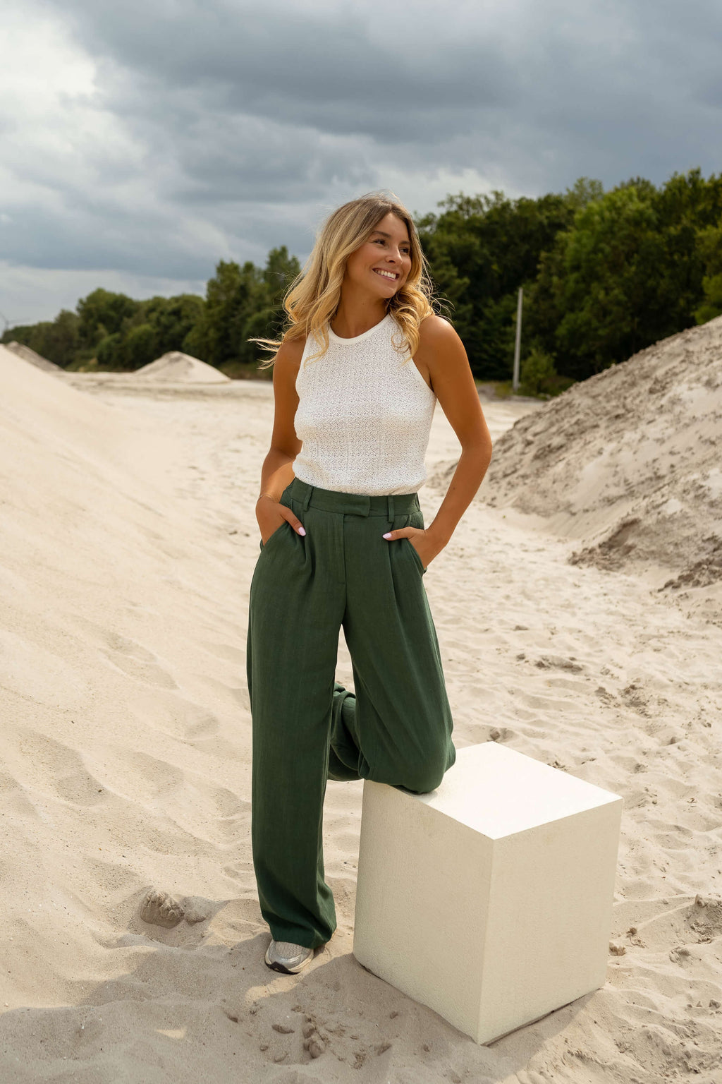 Joey linen pants - Dark green