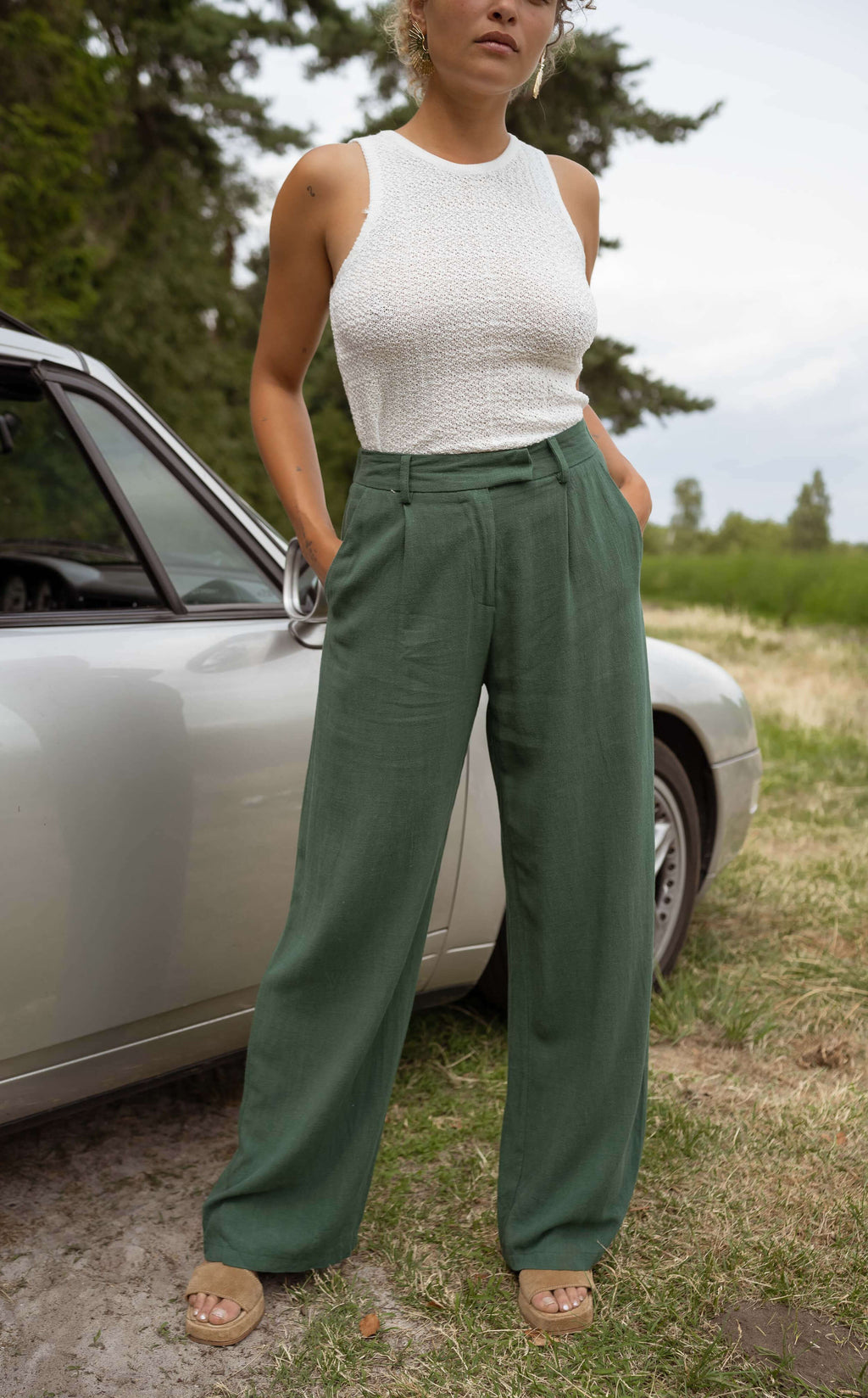 Joey linen pants - Dark green