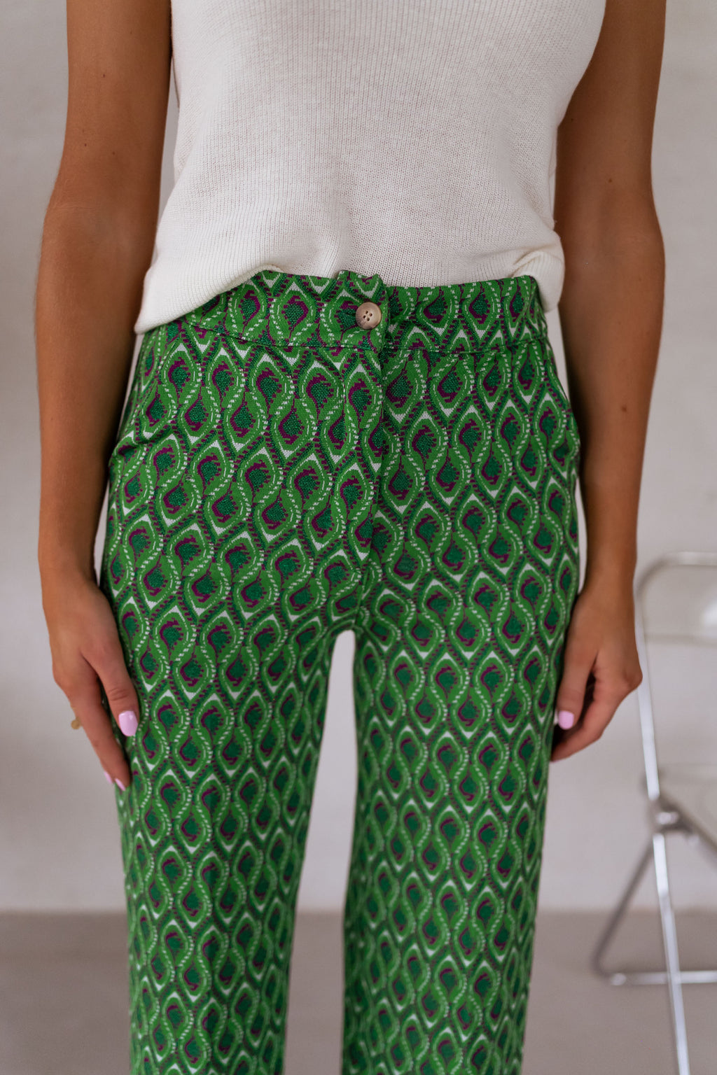 Pantalon Peter - vert à motifs