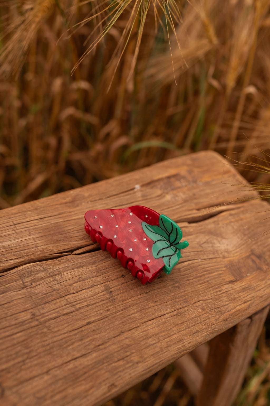 Strawberry hair clip - red