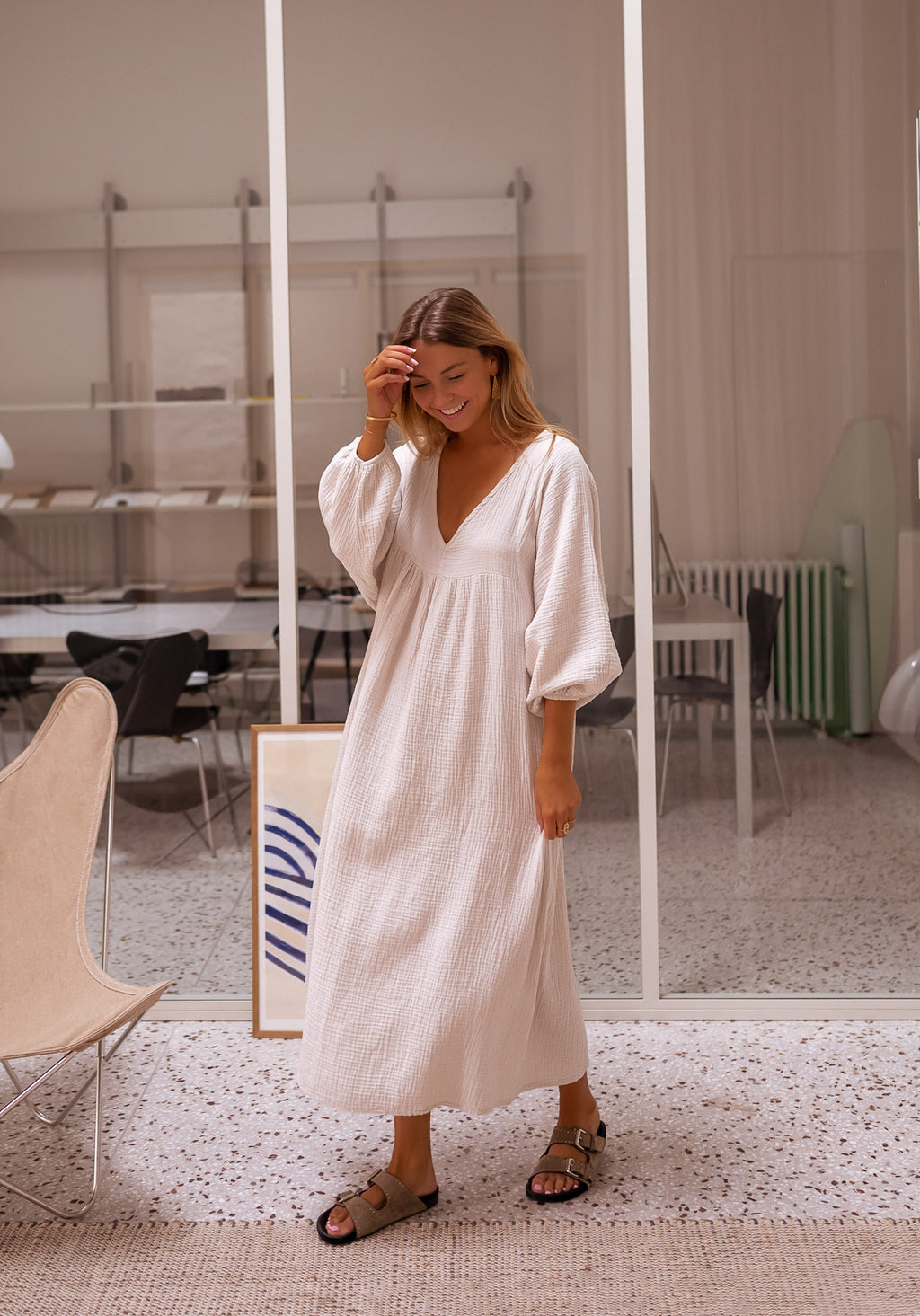 Robe Nolan - beige en gaze de coton