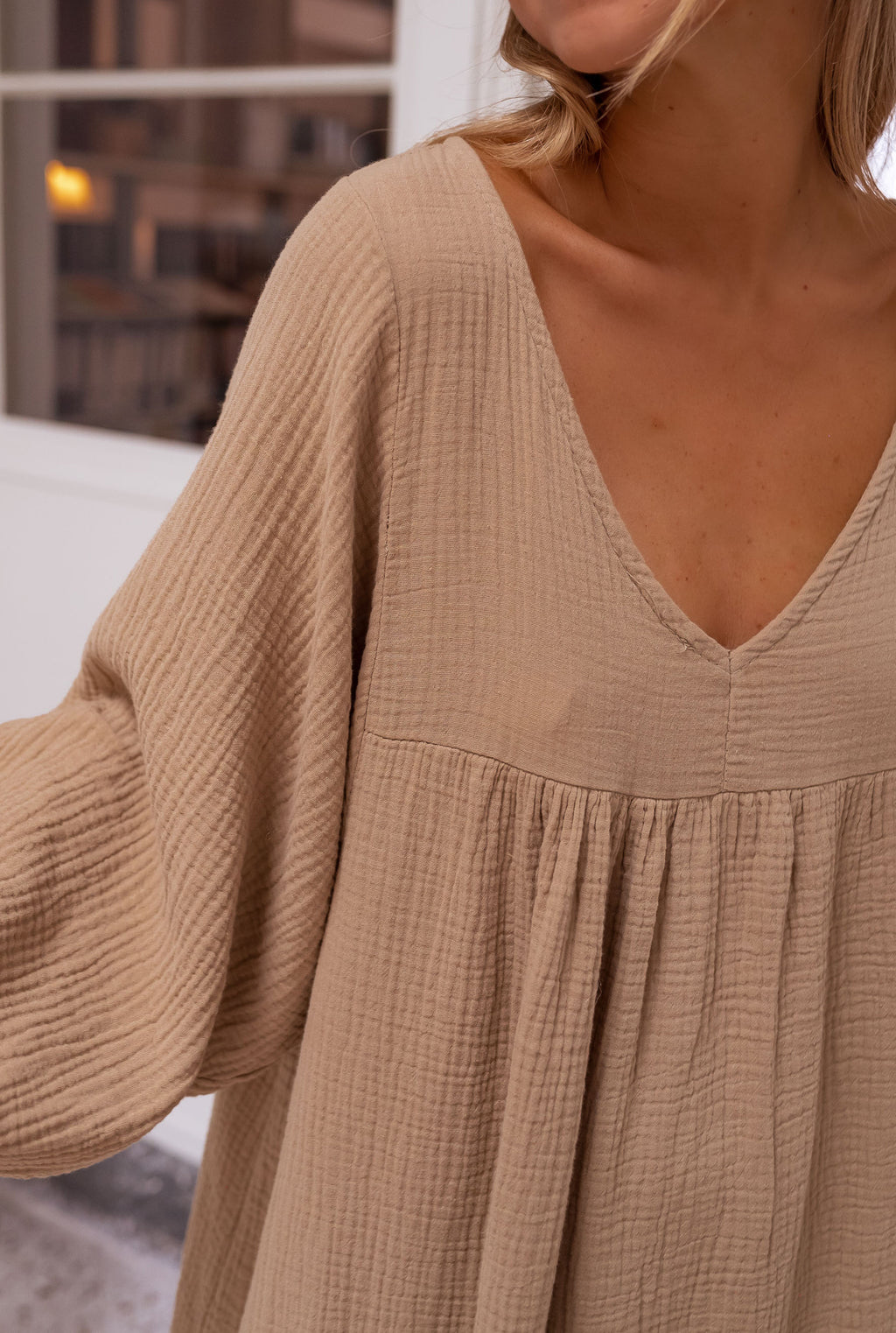 Robe Nolan - camel en gaze de coton