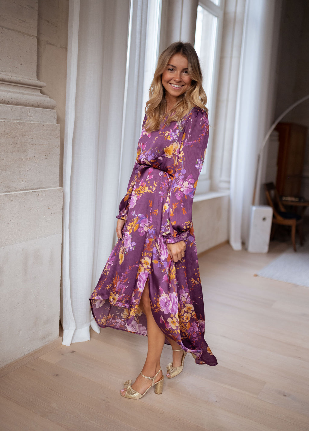 Pantin dress CREATION - Purple with flowers