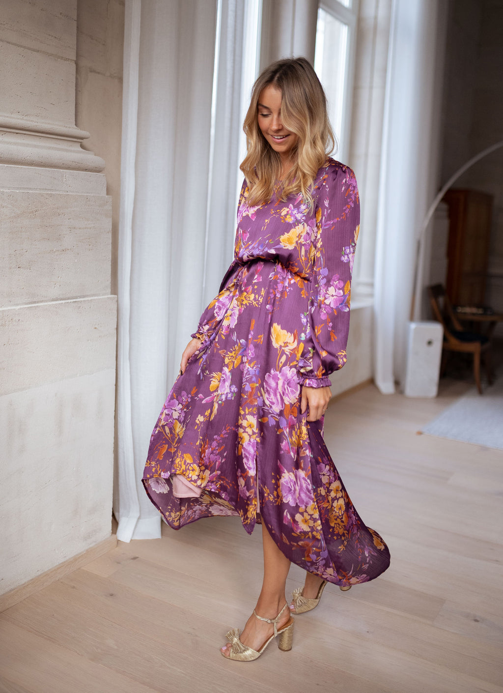 Pantin dress CREATION - Purple with flowers