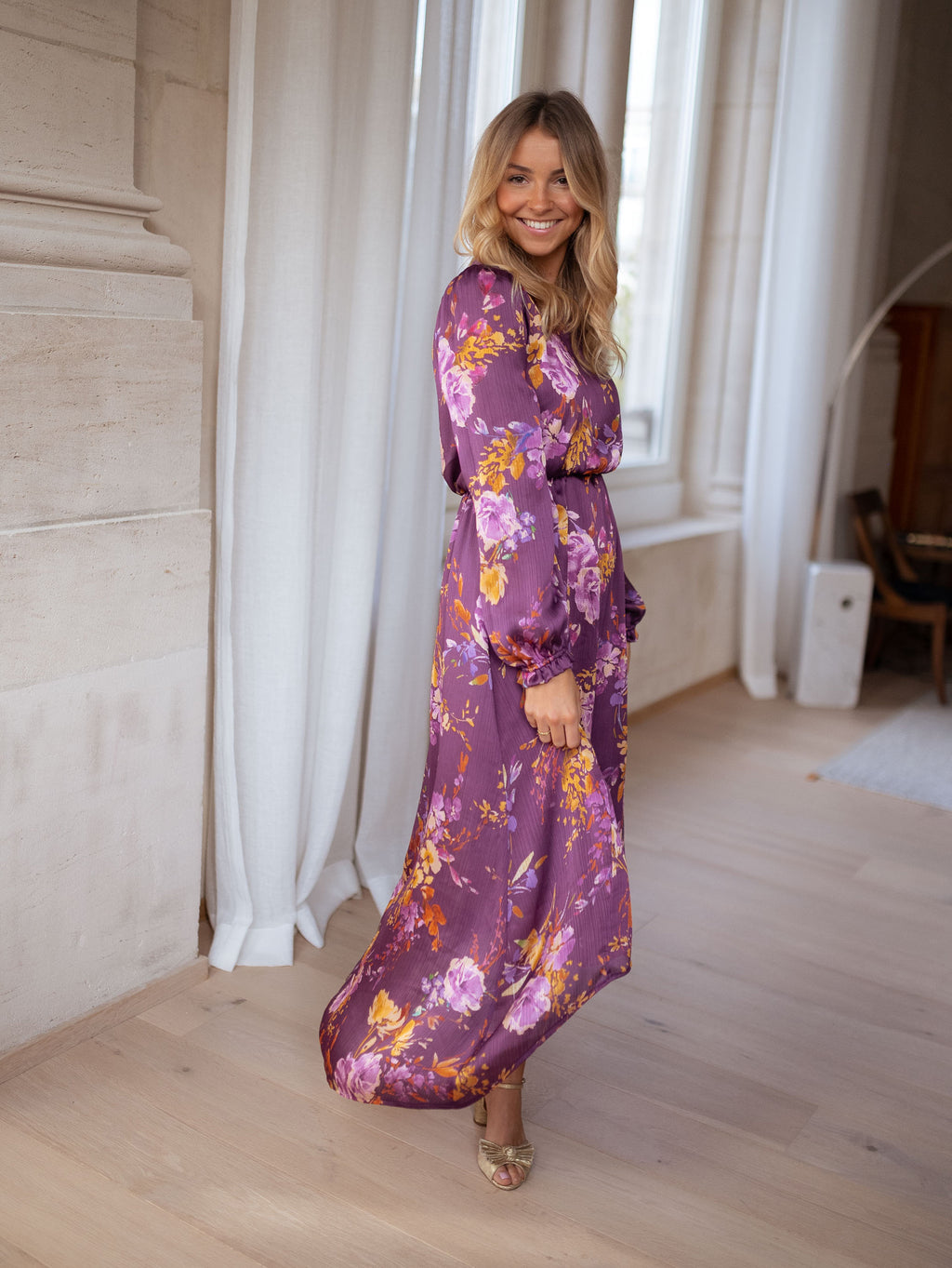 Pantin dress CREATION - Purple with flowers