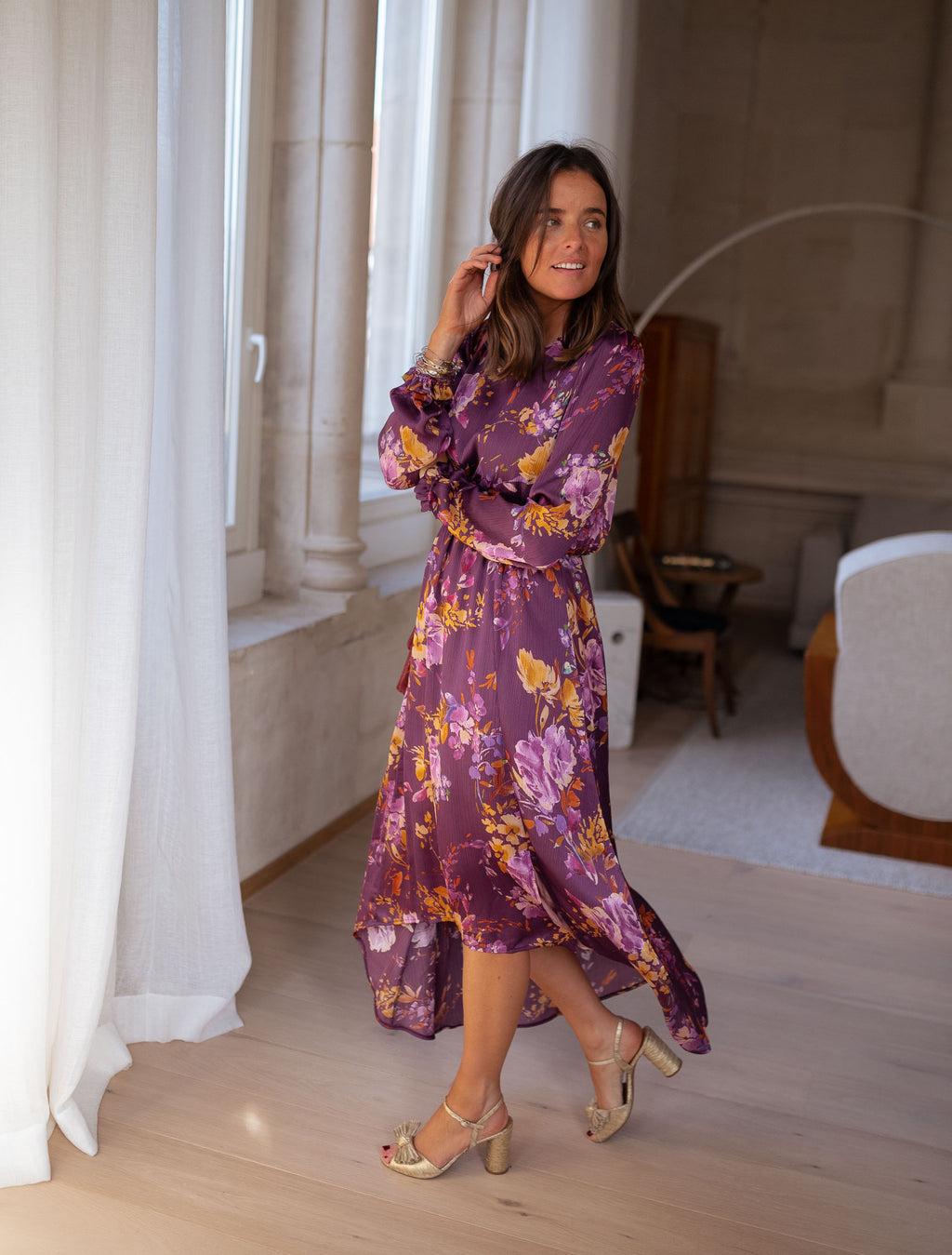 Pantin dress CREATION - Purple with flowers