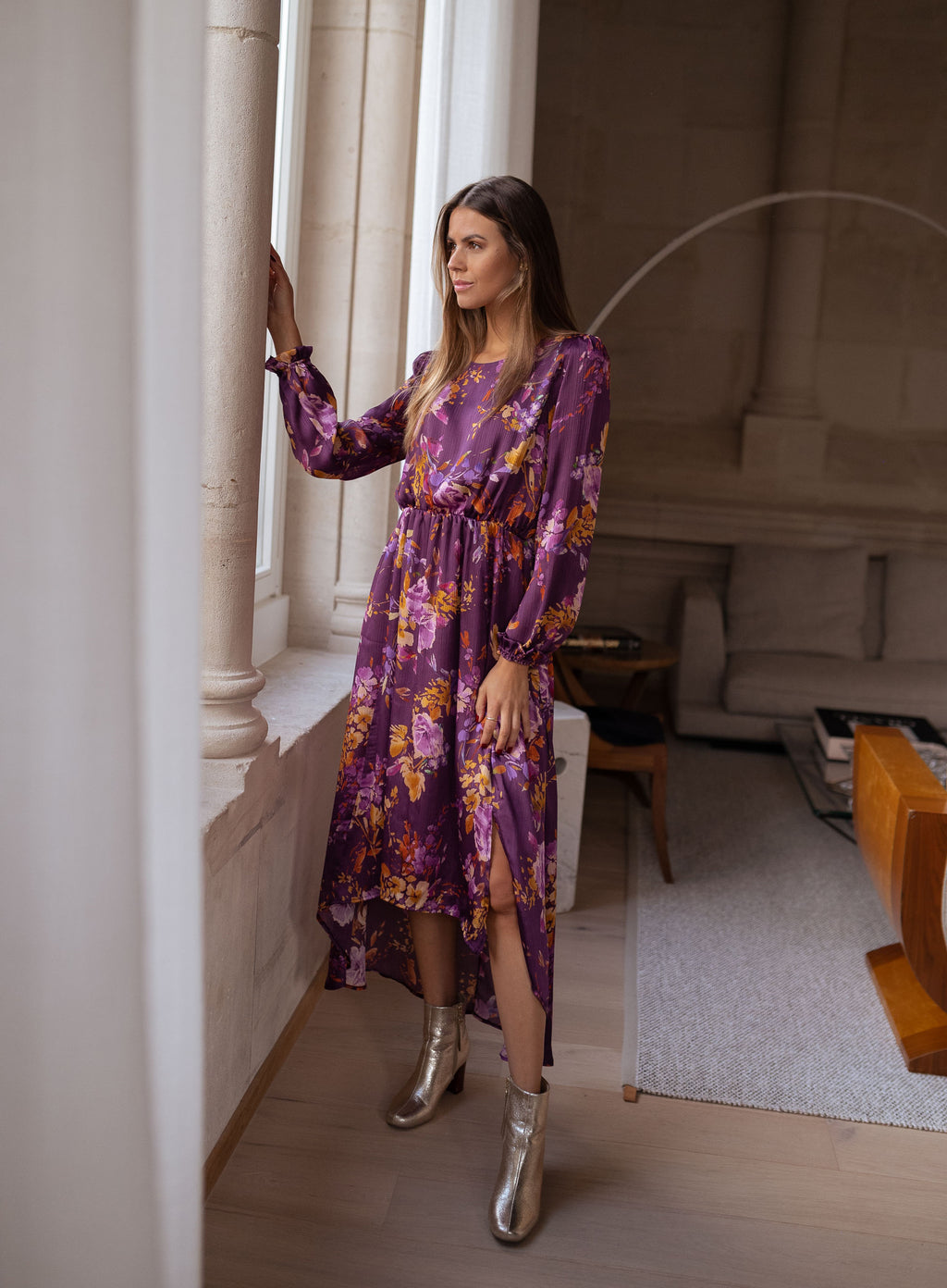 Pantin dress CREATION - Purple with flowers