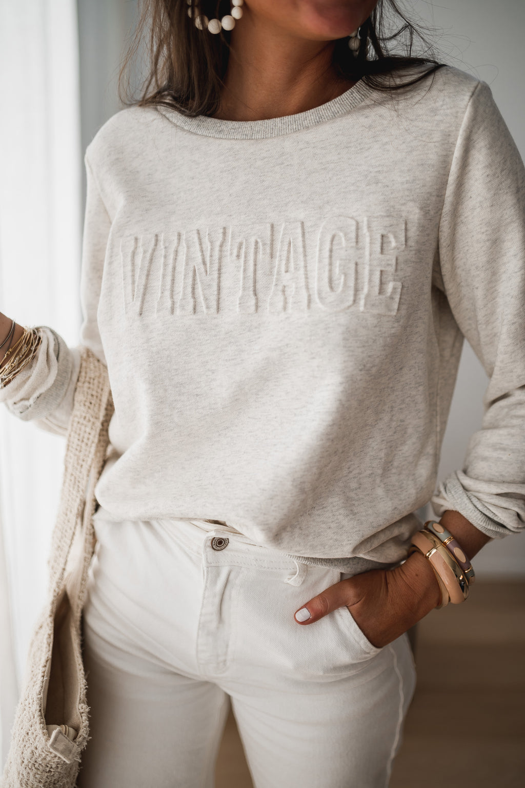 Sweatshirt Calijo - mottled beige