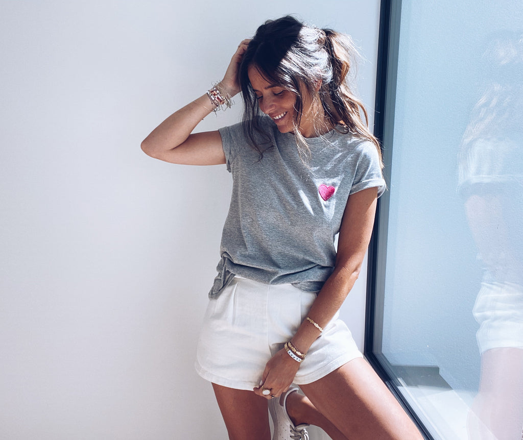 Livy t-shirt with heart - grey