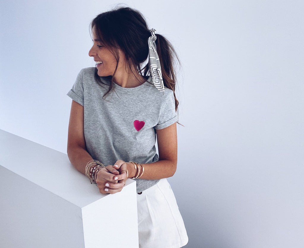 Livy t-shirt with heart - grey