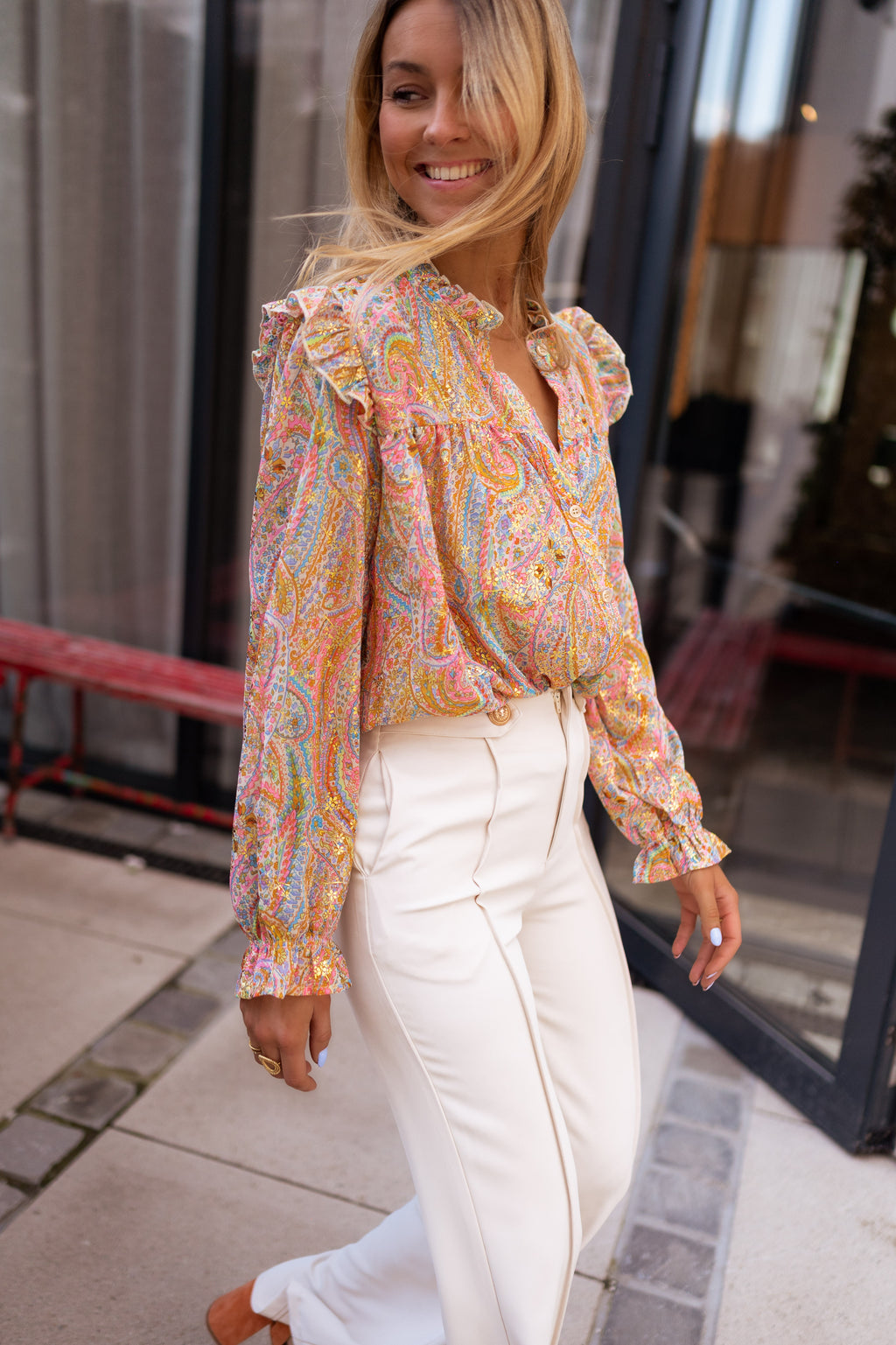 Blouse Zelia - orange and golden